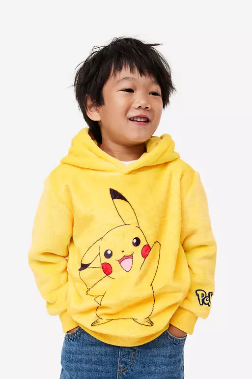 Printed pile hoodie