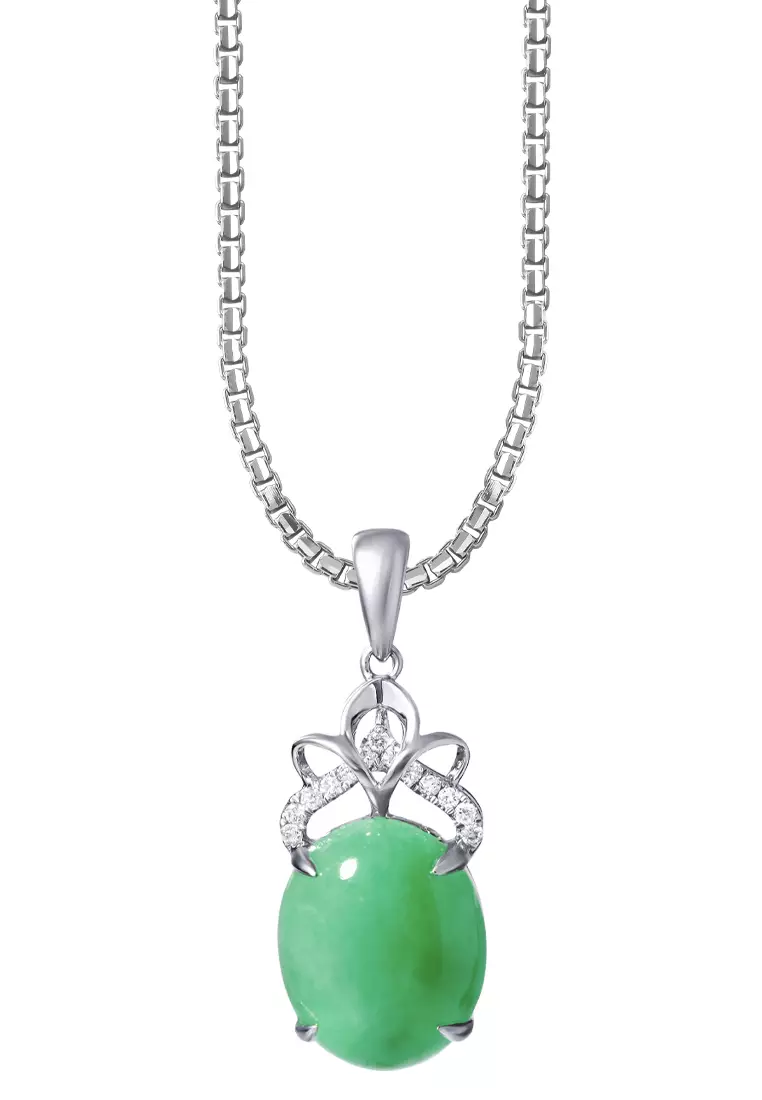 TOMEI Jade Pendant, White Gold 750