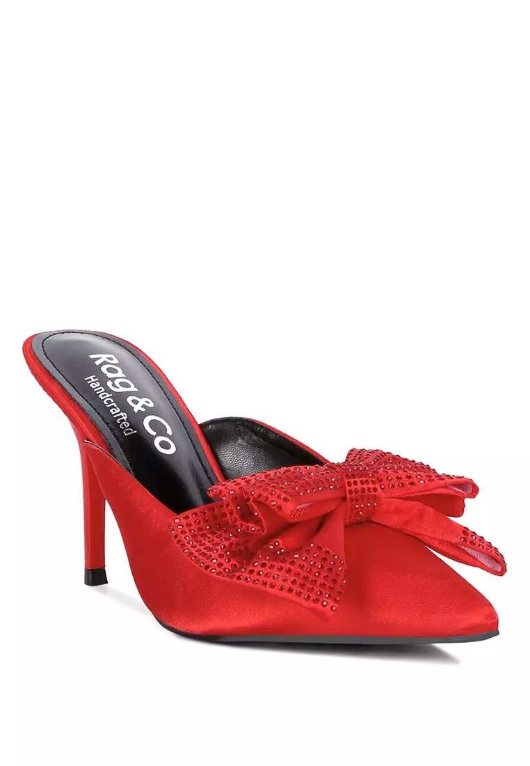 Buy RAG CO Red Diamante Bow Slip On Sandals 2024 Online ZALORA