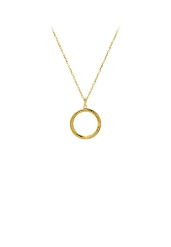 Glamorousky silver Fashion Simple Plated Gold 316L Stainless Steel Hollow Geometric Circle Pendant with Necklace 2AD64ACE1EA5E9GS_1