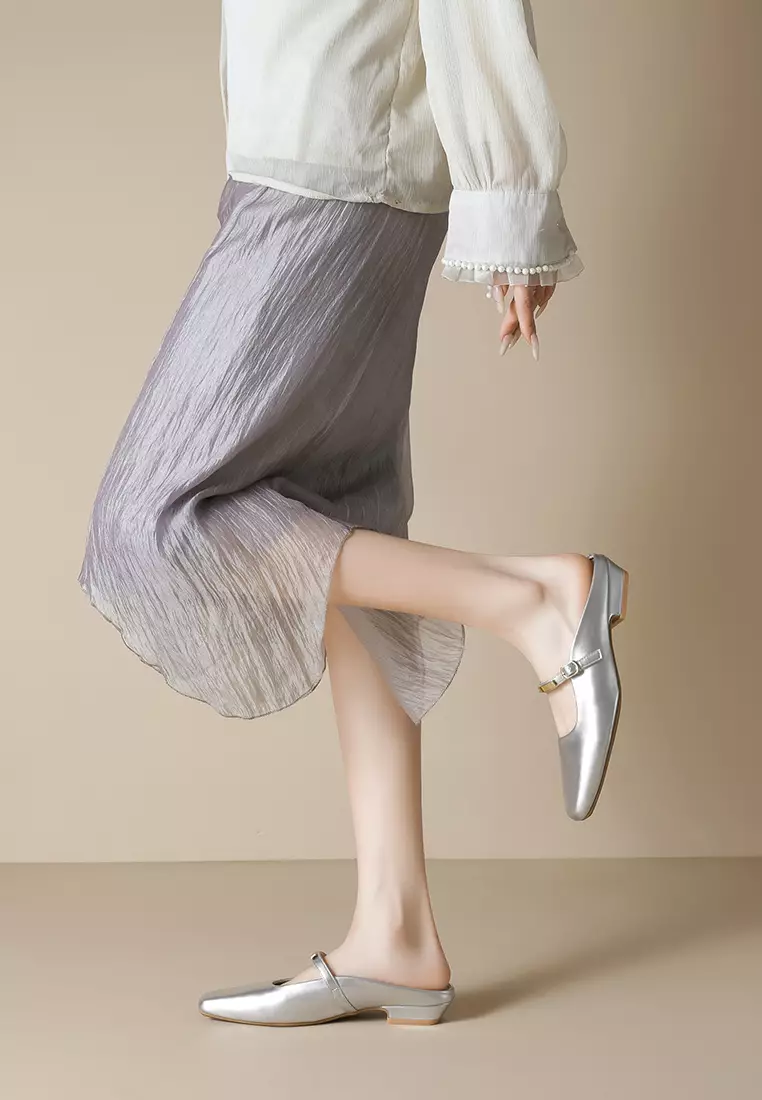 3CM Metal Buckle Strap Mules WW6579-1