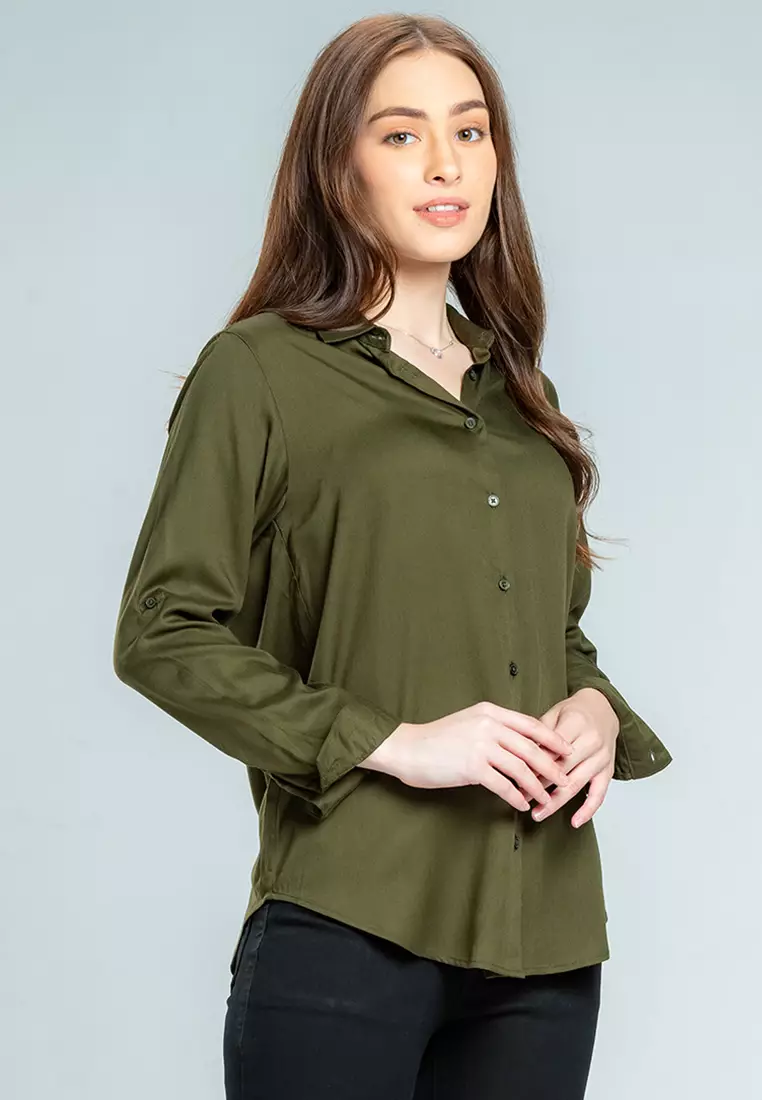 C2 Goksan Green Kemeja Casual Wanita