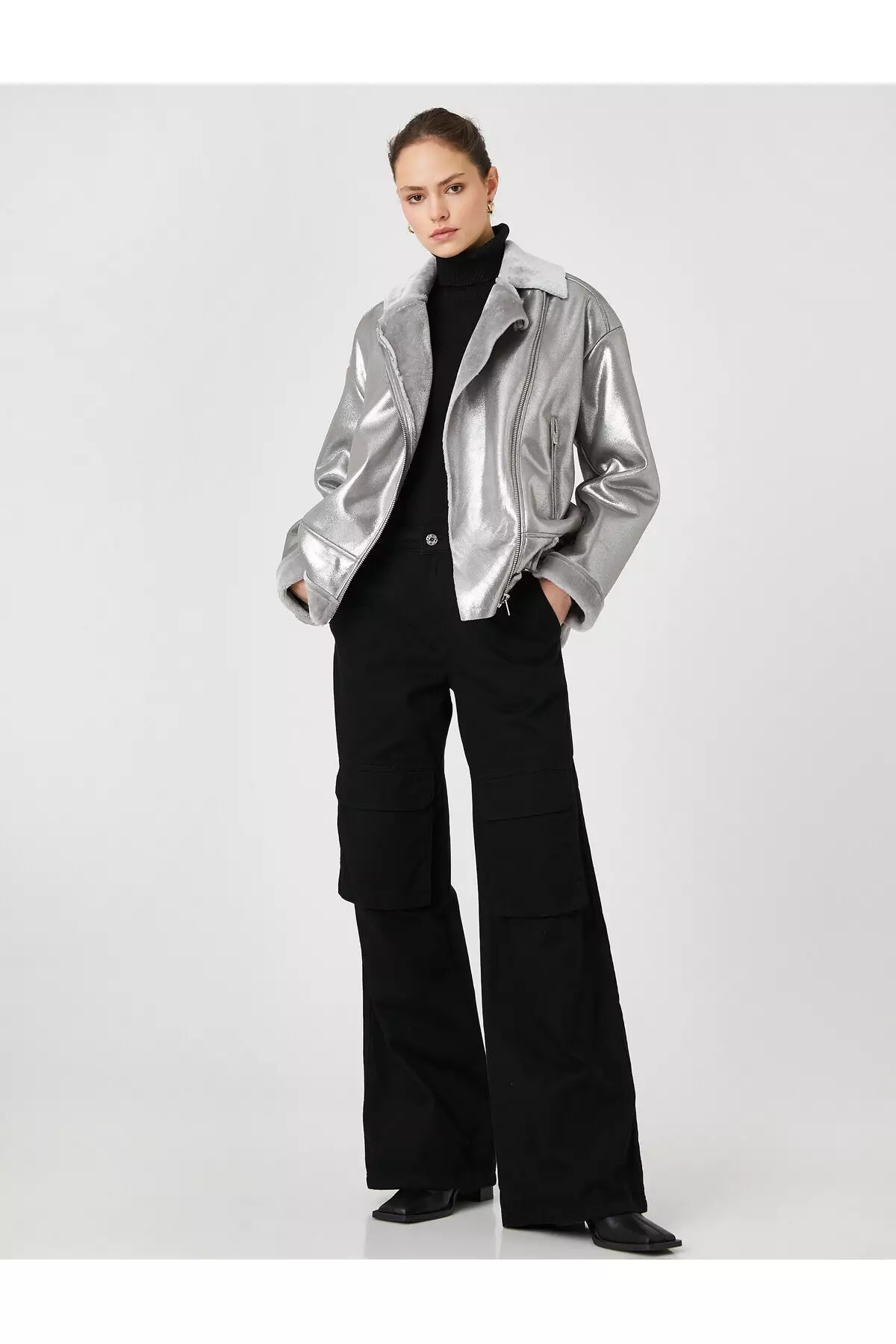 Buy KOTON Oversized Biker Jacket Leather Look 2024 Online ZALORA