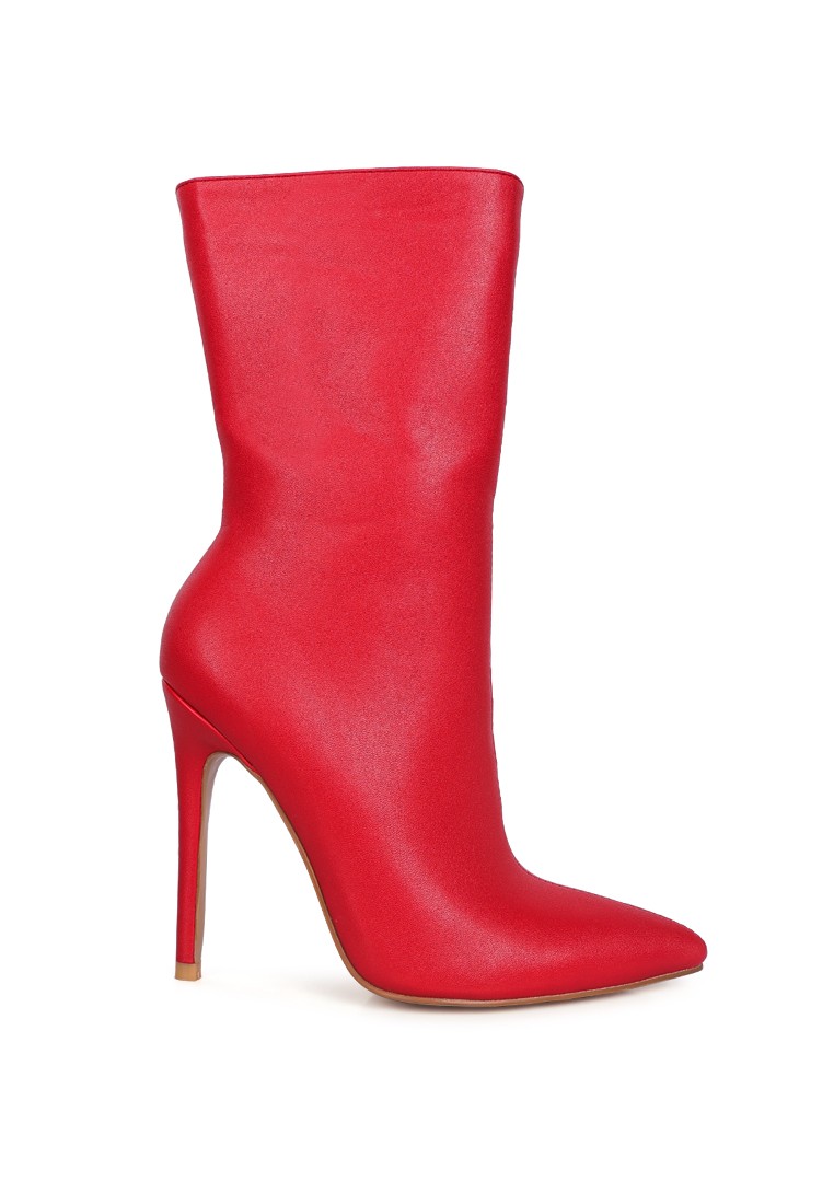 Red High Ankle Stiletto Boots