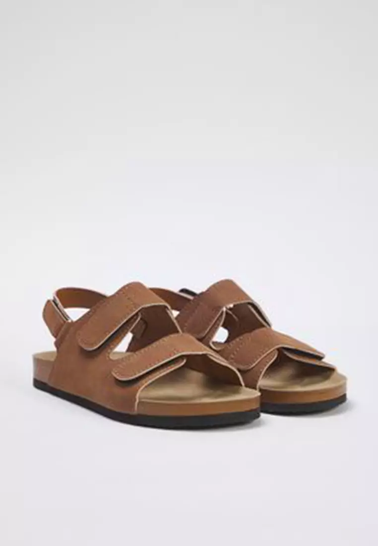 Brown Velcro Strap Big Boys Kids Sandals Takss25Sd00025