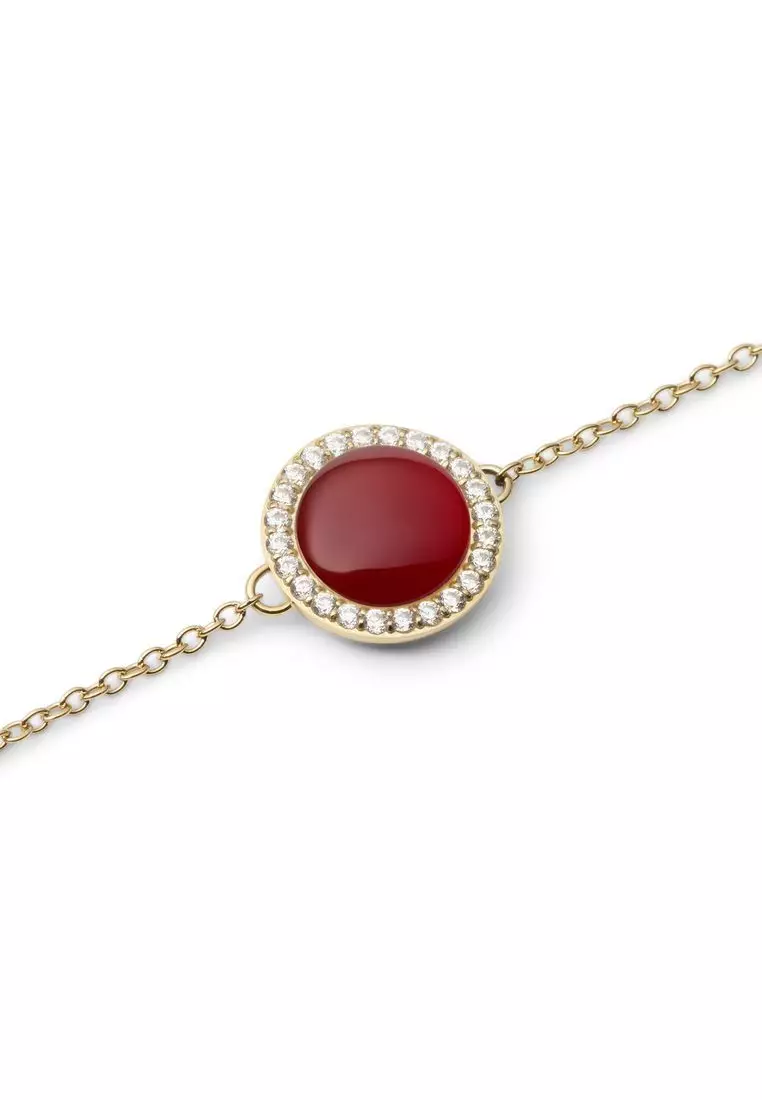 Audrey Bracelet Red Agathe Gold - Unisex Bracelet for women and men stainless steel Bracelet DW Official Authentic Original