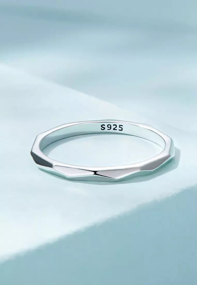 Solid Silver Geometric Slim Ring