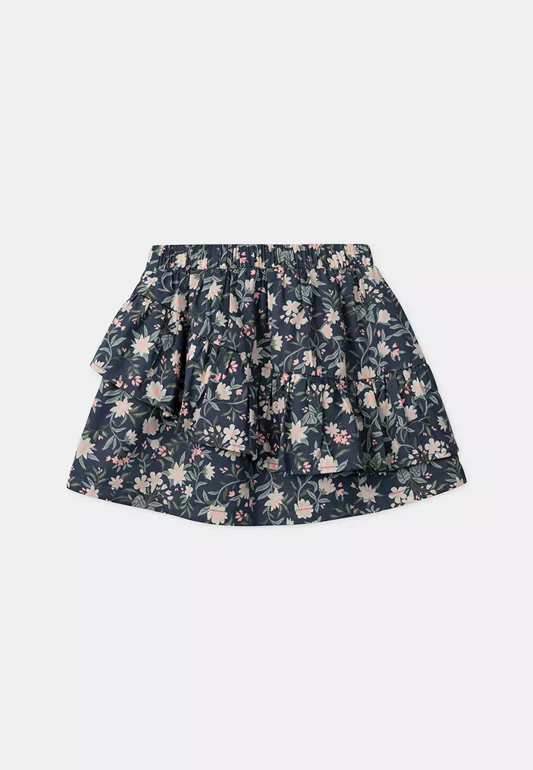 Floral Print Ruffle Skirt