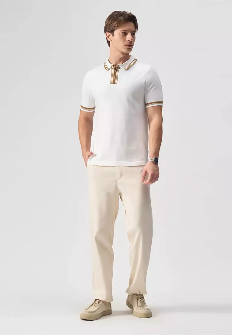 Zip-Up Polo Shirt with Tipping