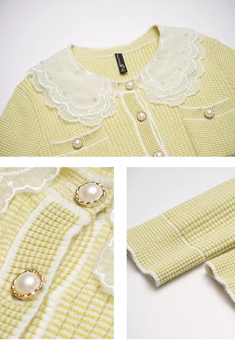 Sweet Pearl Button Knit Jacket