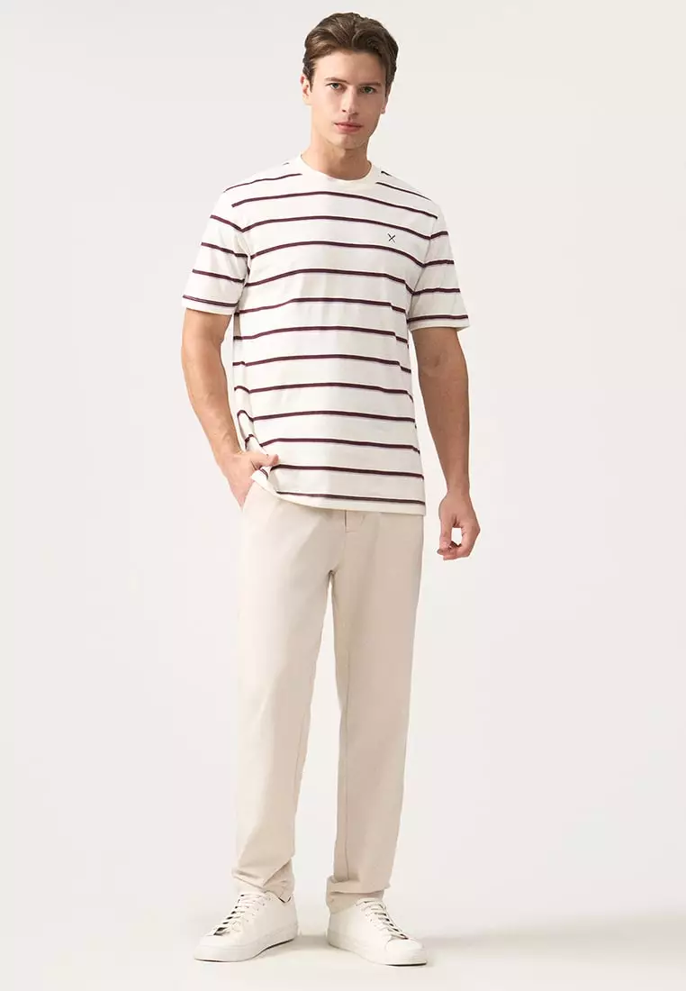 Regular Fit Striped T-Shirt In Brushed Heavy Jersey