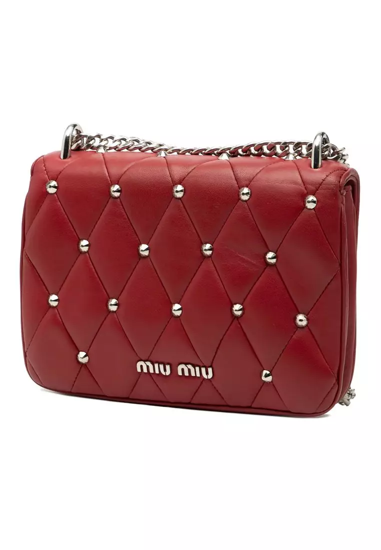 Pre-Loved Miu Miu Studded Matelasse Leather Crossbody