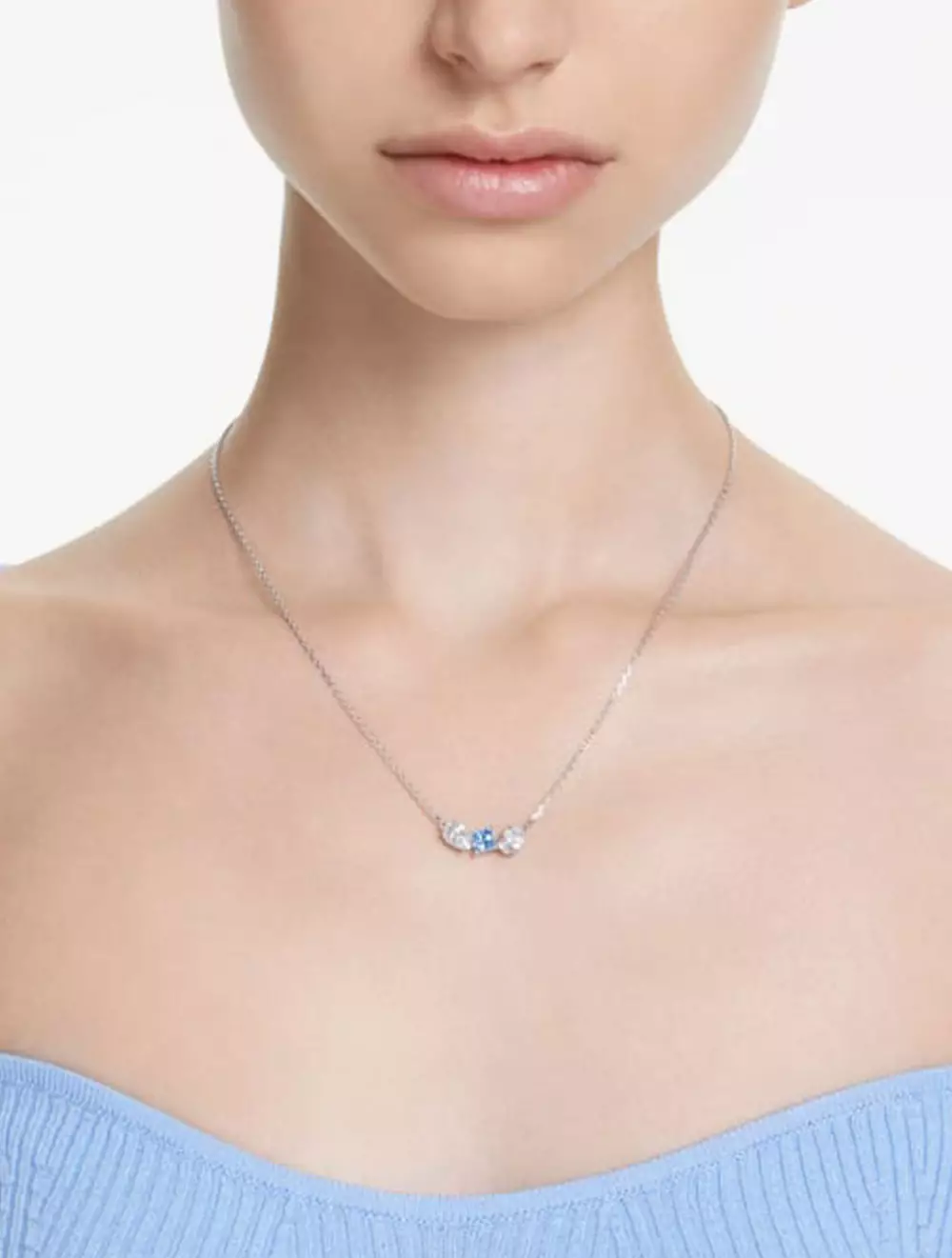 Mesmera Pendant, Mixed Cuts, Blue, Rhodium Plated - Blue