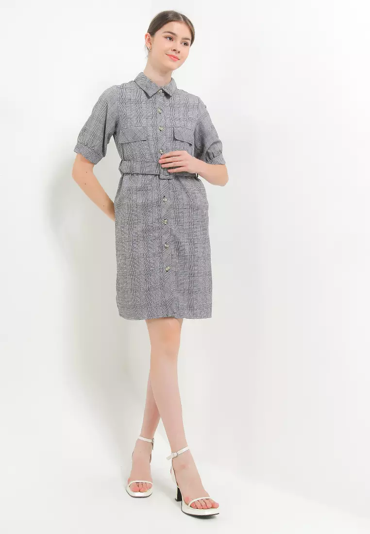 Button Down Belted Dress