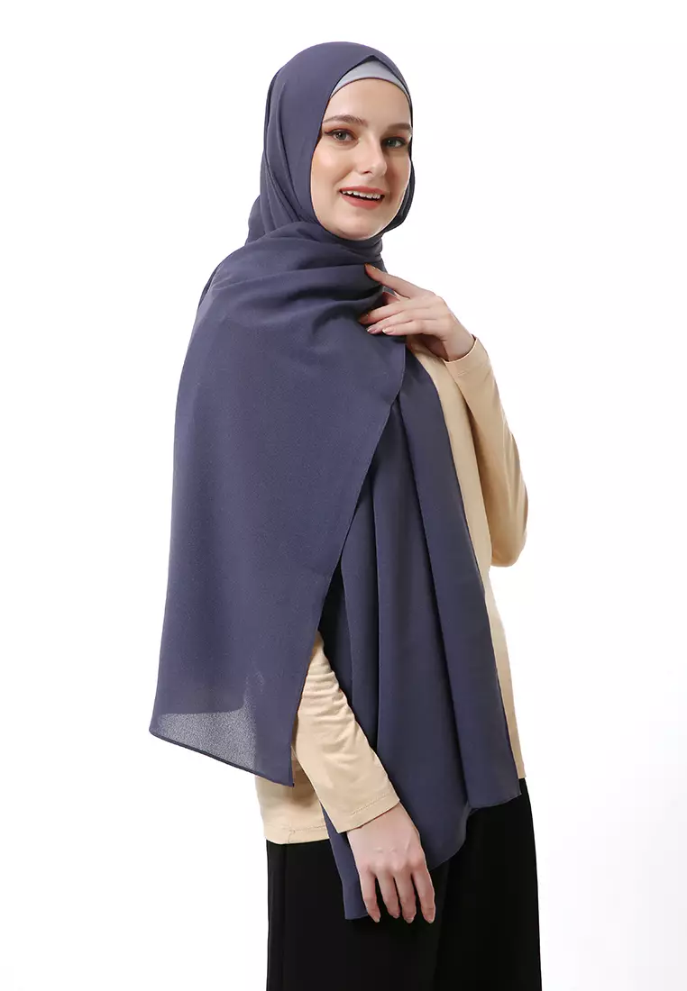 Marit Pashmina Syari Polos Muslimah Wanita Premium High Quality -  Steel Grey