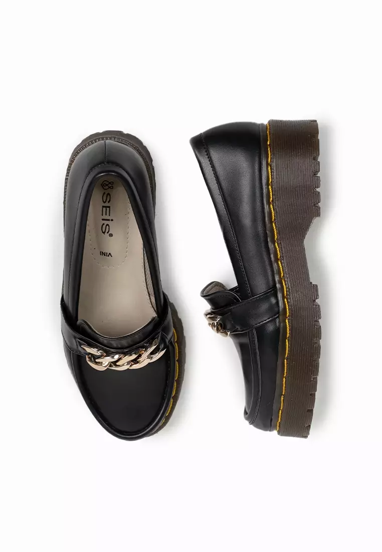 SEIS Alfa Sepatu Docmart Wanita / Loafers Wanita - BLACK
