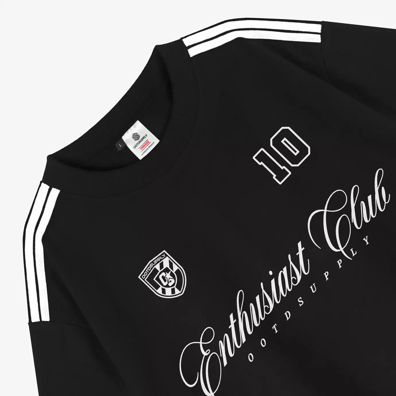 OOTDSUPPLY Oversized Force Ten Black & Light Grey l Oversize Tshirt | Kaos Baby Terry OVZBT004