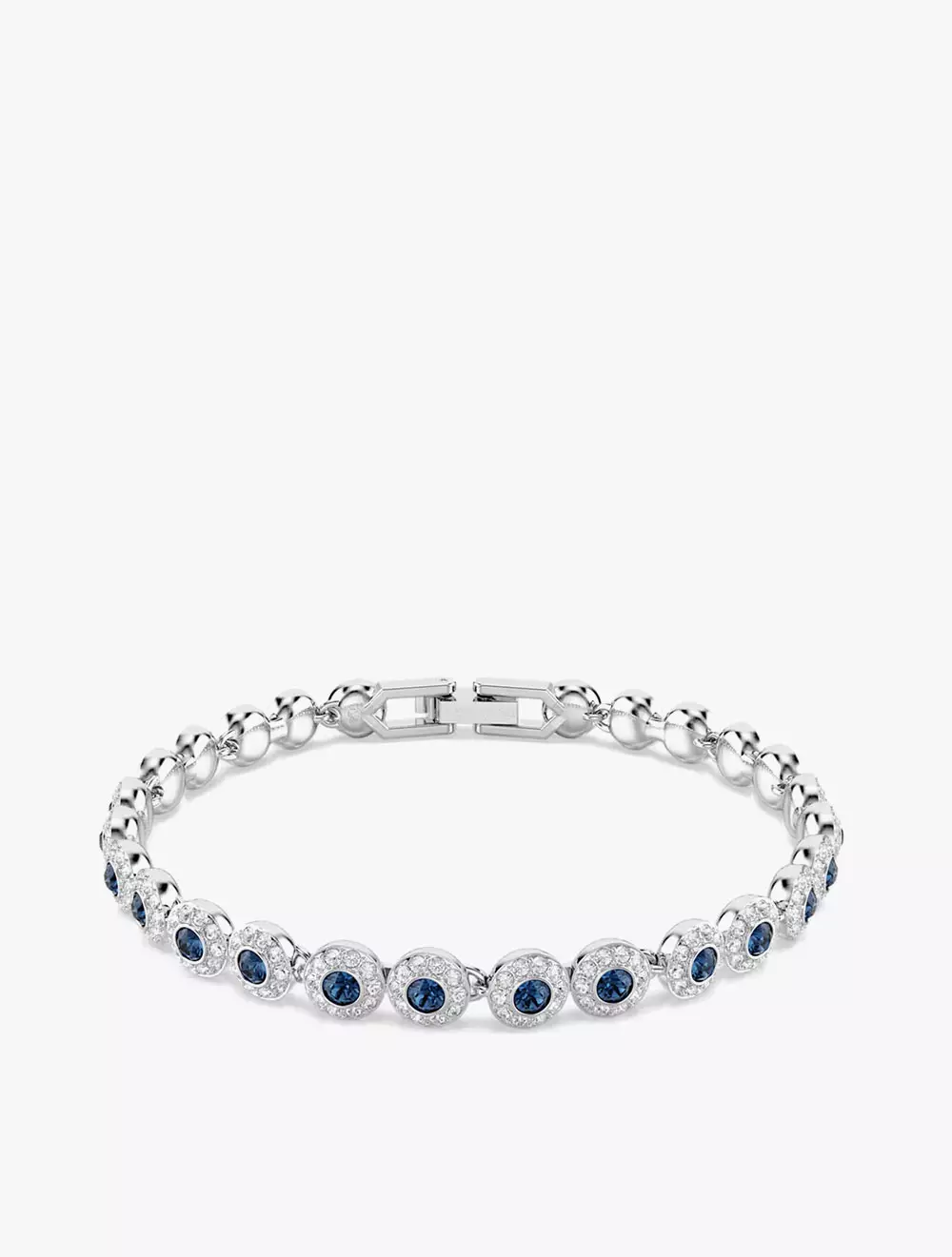 Una Angelic Tennis bracelet, Round cut, Blue, Rhodium plated