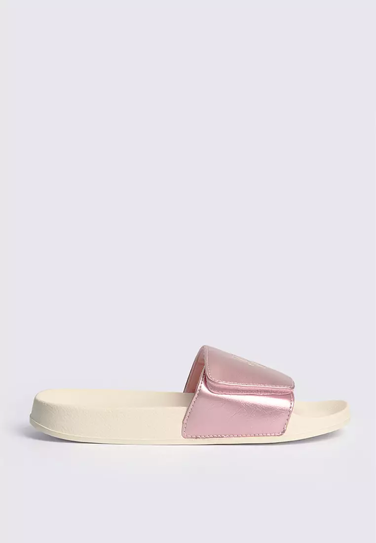 Women's Metallic Leather One Band Slides