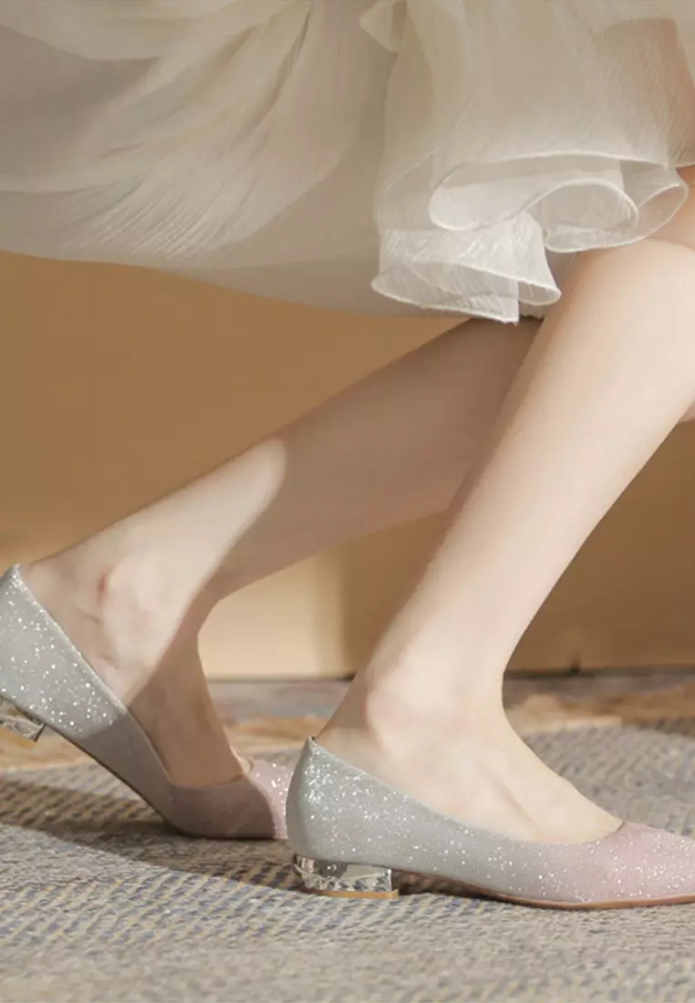 2.5CM Wedding Banquet Sequin Low Heels IF2215