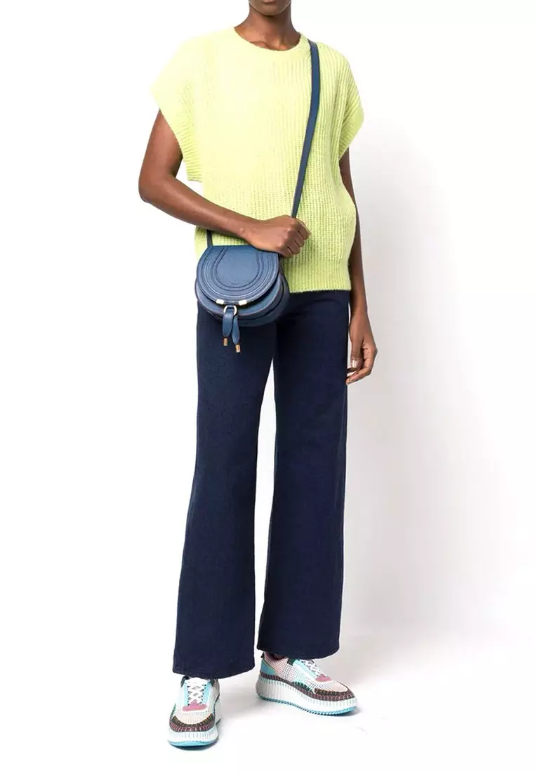 Small Marcie Saddle Crossbody Bag in Deep Denim