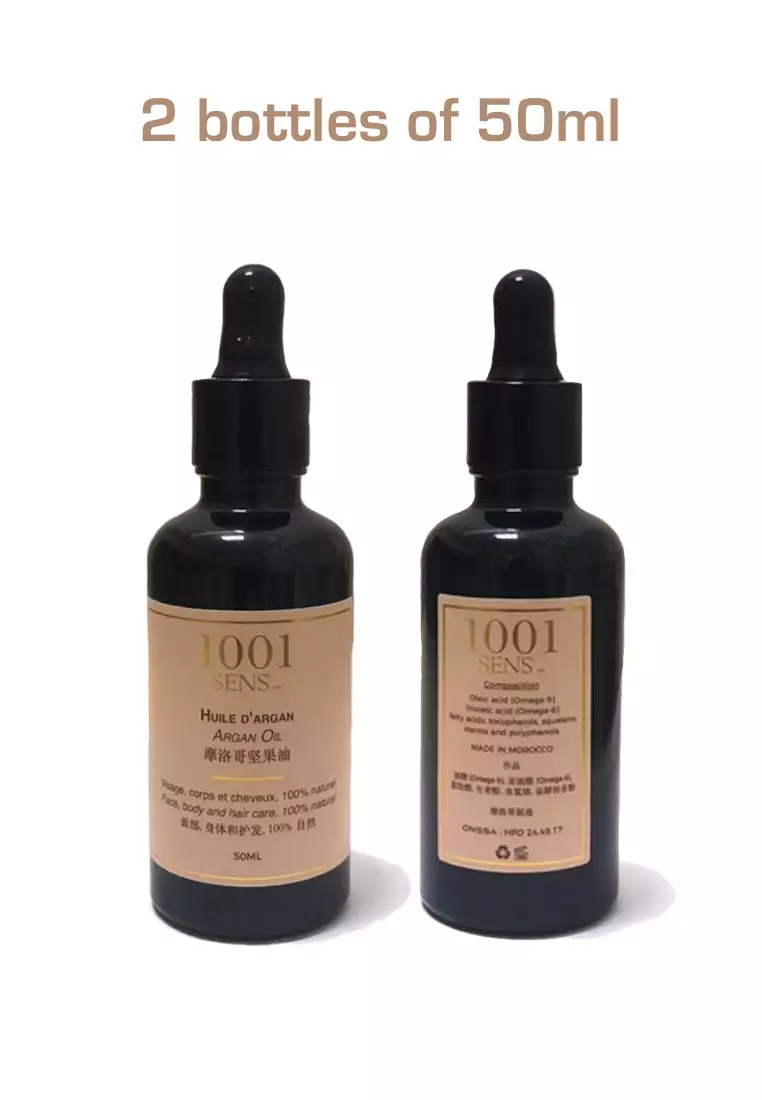 Value Pack - 2 bottles of 50ml Argan Oil - 100% Pure and Natural -  For the Hair, Face and Body
