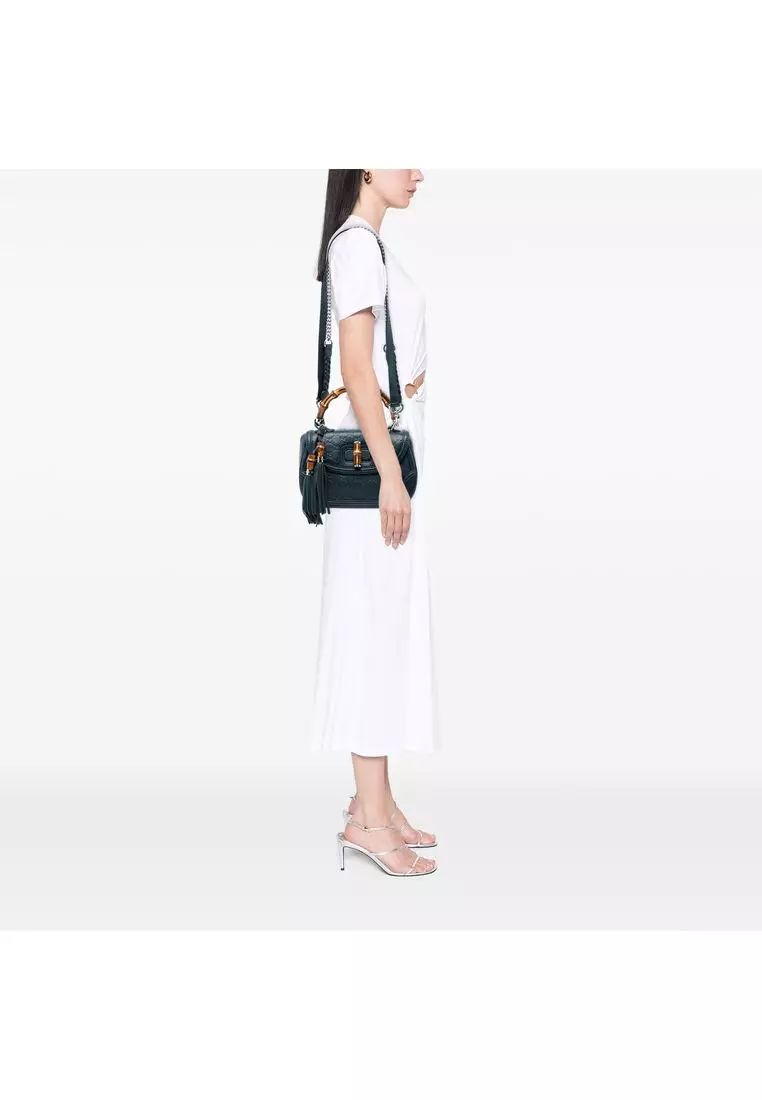 Pre-Loved Gucci Medium Guccissima New Bamboo Top Handle Bag