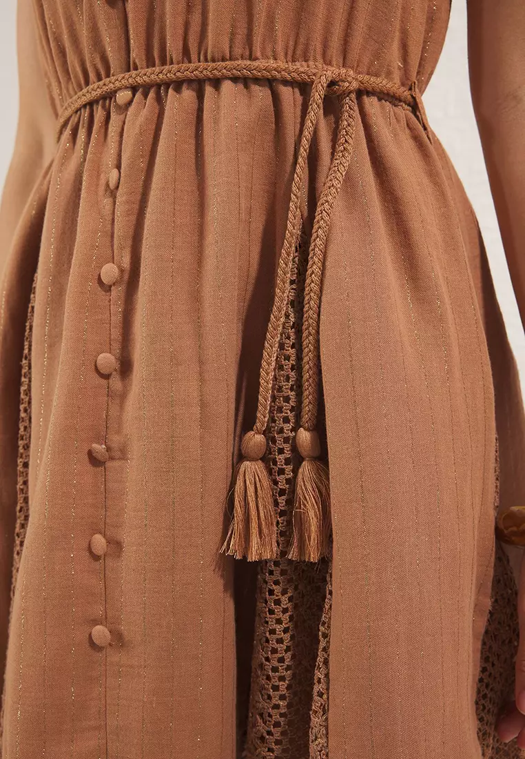 Tile Glitter Muslin Woven Mini Beach Dress Tbess25El00128