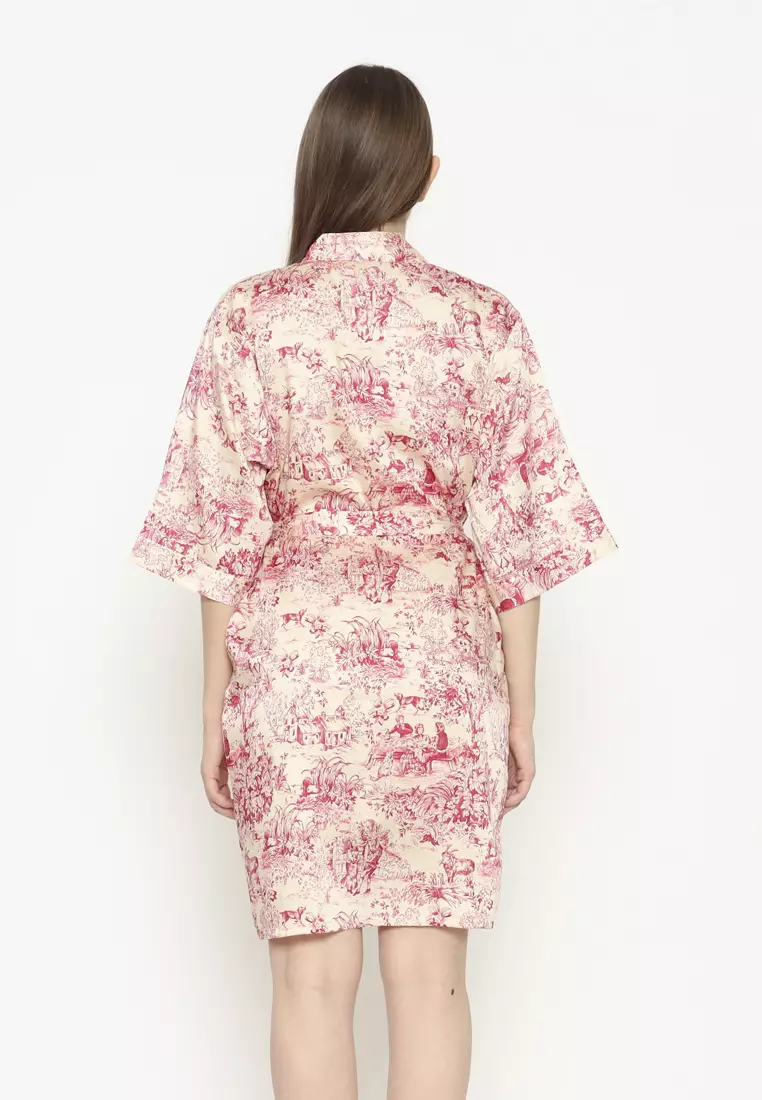 Jual Cynthia Cynthia Kimono Set 2 in 1 Motif Flower Brown Original