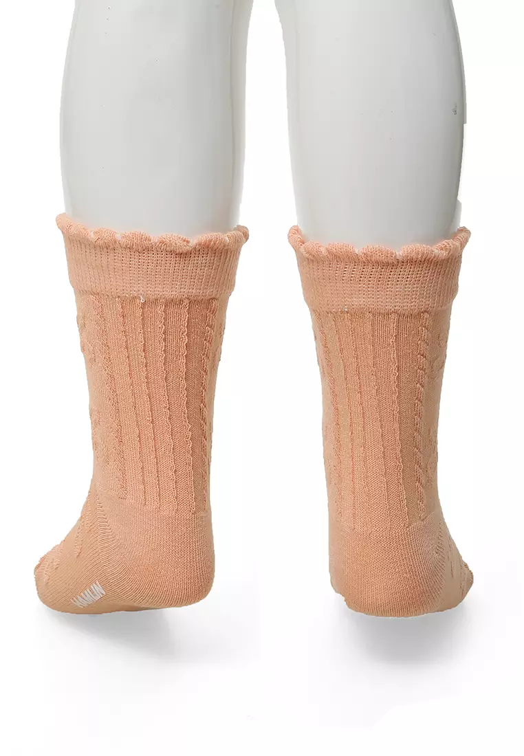 Candie Kaos Kaki Anak Wanita Motif Cherry Children's Socks Comportable Material Cotton ORIGINAL - Peach