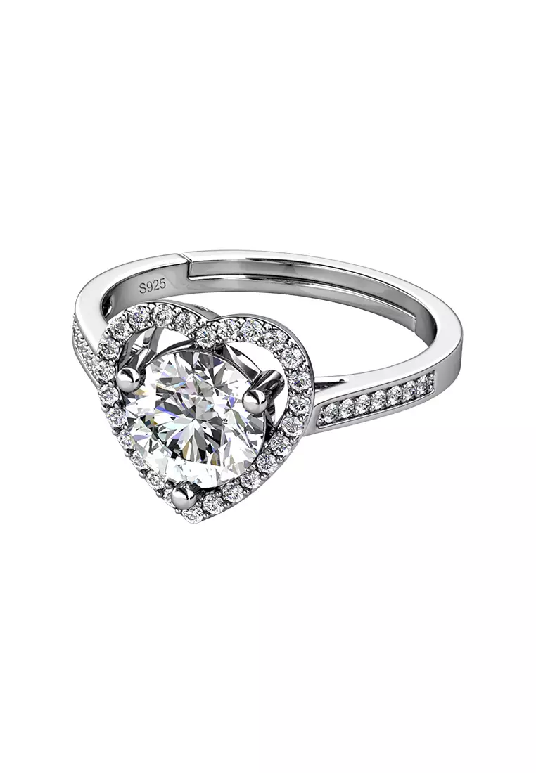 Berlian Moissanite Mon Amour Ring [GRA CERTIFICATE MOISSANITE DIAMOND] - Cincin 1carat Moissanite Diamond 925 Silver Celesta by Her Jewellery