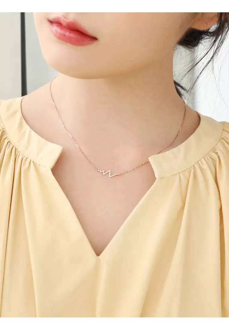 18K Rose Gold Abstract Linear Bar Necklace for Women 92791N