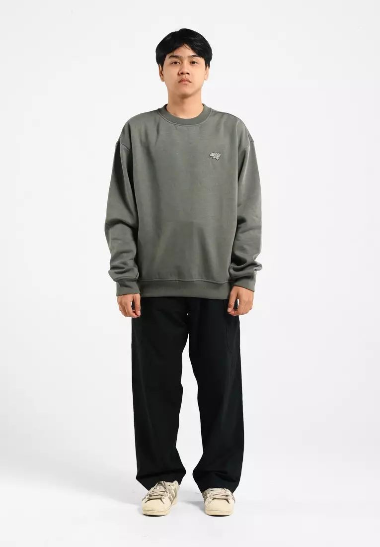 3Second Men's Jacket Crewneck Sweatshirt Relaxed Fit Fleece Creast C160325