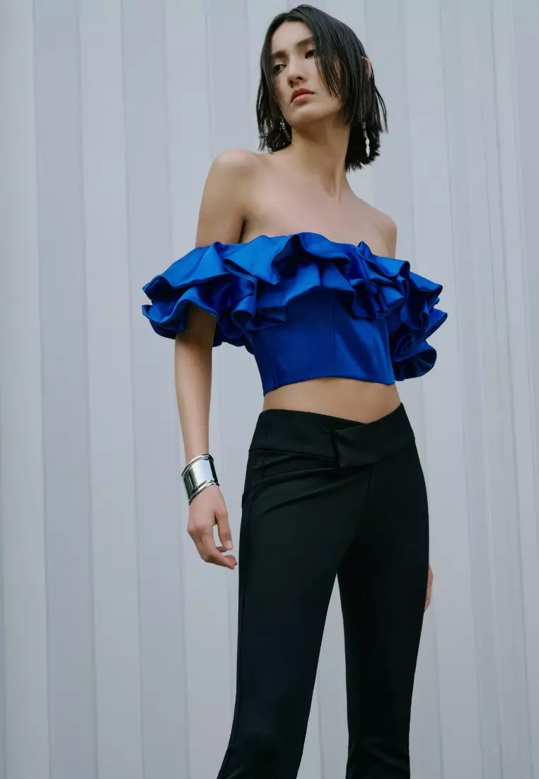 Buy Urban Revivo Off Shoulder Frill Trim Crop Top 2024 Online