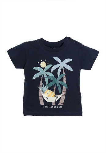 FOX Kids & Baby blue Petrol with Print Short Sleeve T-Shirt B6198KA0A73659GS_1