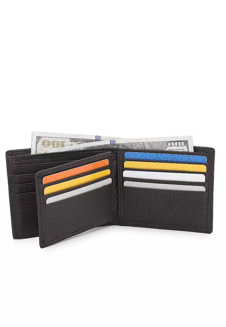 Genuine Leather RFID Short Wallet - Black