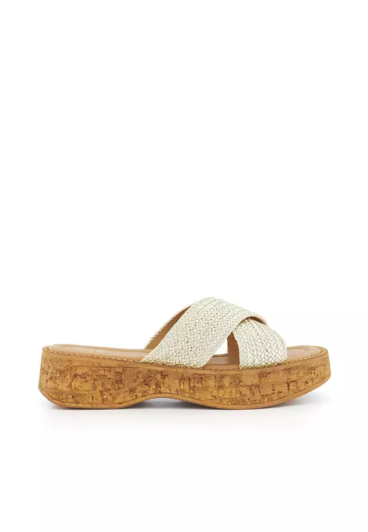Kodak Braided Strap Wedge Sandals Gold
