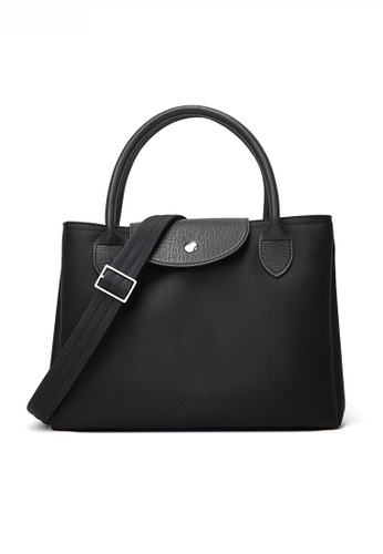 Twenty Eight Shoes black Multi Purpose Nylon Oxford Patch Faux Leather Tote Bag JW AM-1674 D3092ACE77E8F6GS_1