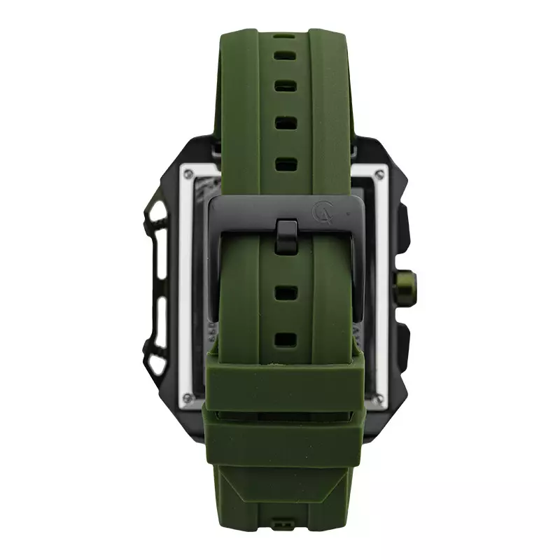 Jam Tangan Pria Alexandre Christie AC 6601 MC RIPBAGN Chronograph Men Dual Tone Dial Green Rubber Strap