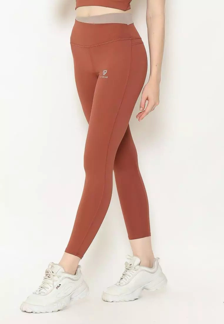 Fitwear -  Legging Olahraga Wanita ELSA STRIPY WAIST - TERACOTTA