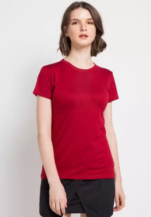 LTF05 s/s tangan pendek kaos t shirt wanita polos maroon