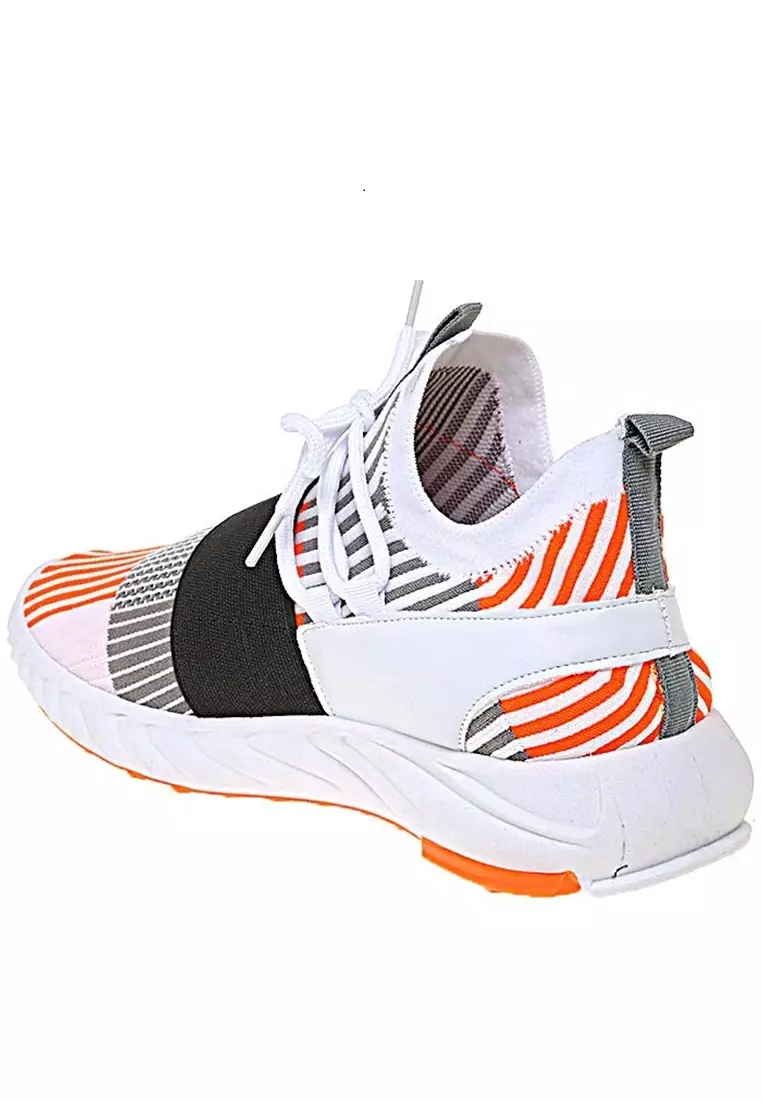 Chayton Sepatu Olahraga Pria Sneakers Casual Motif Garis Material Flyknit Mesh ORIGINAL - White