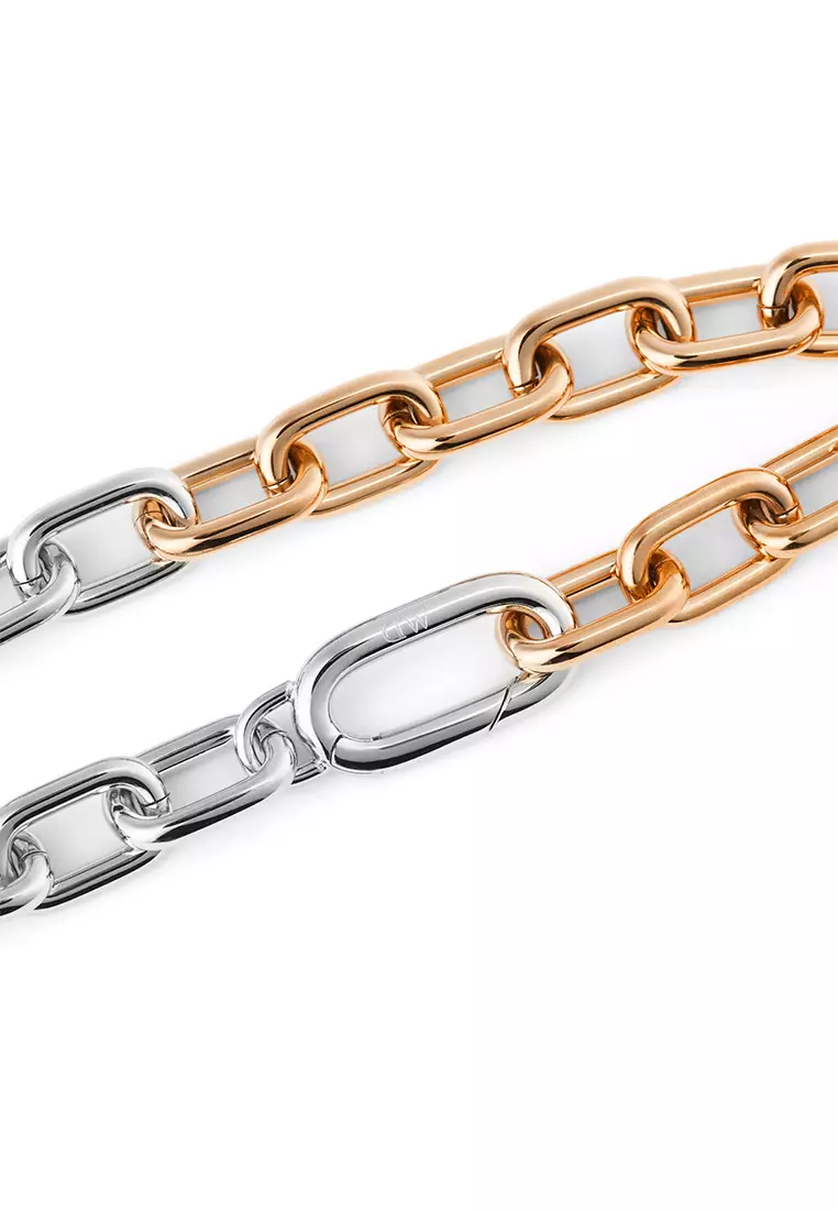 Contrast Link Bracelet Two Tone Rose Gold - Unisex Bracelet for women and men stainless steel Bracelet DW Official Authentic Original gelang tangan perempuan lelaki DW