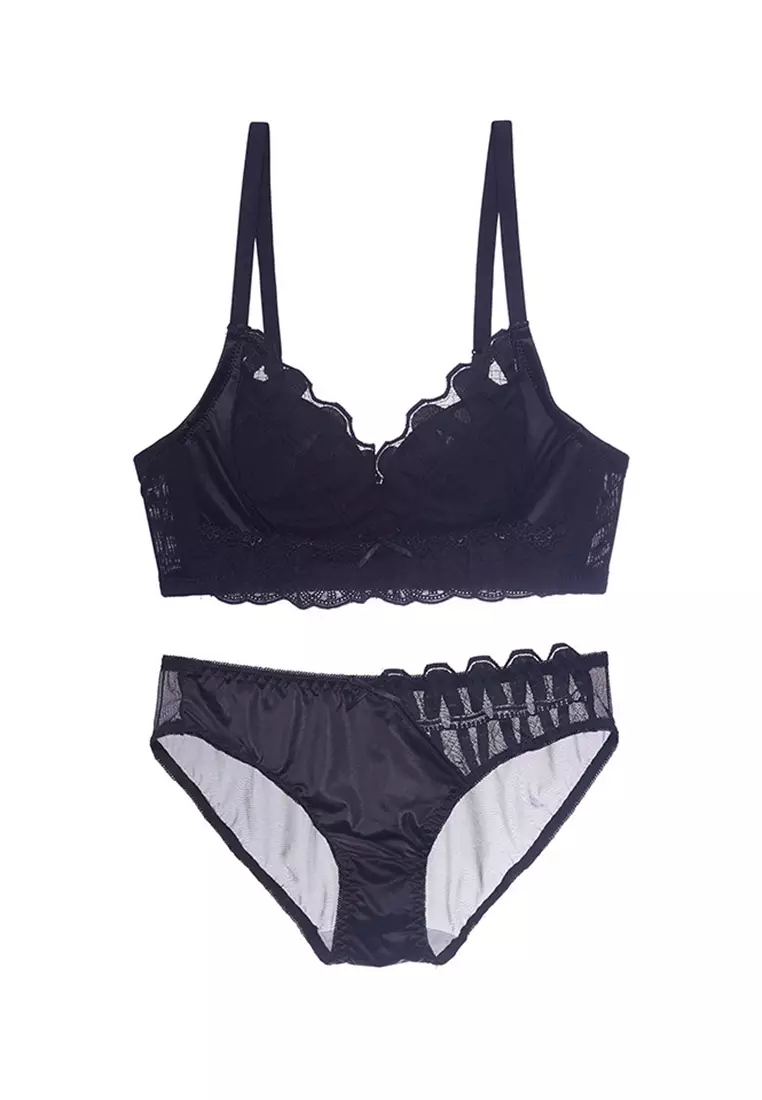 ZITIQUE Lace Lingerie Set (Bra And Panty) - Black 2024