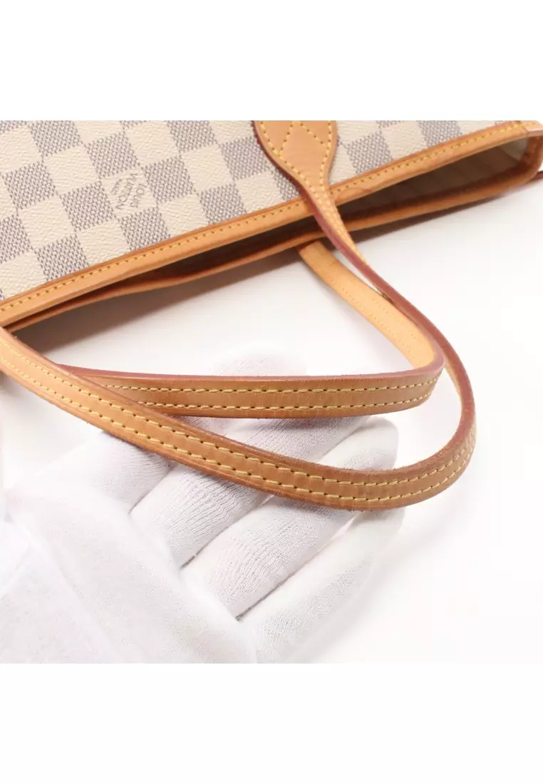 Pre-owned Louis Vuitton Damier Azur Neverfull Pm In White