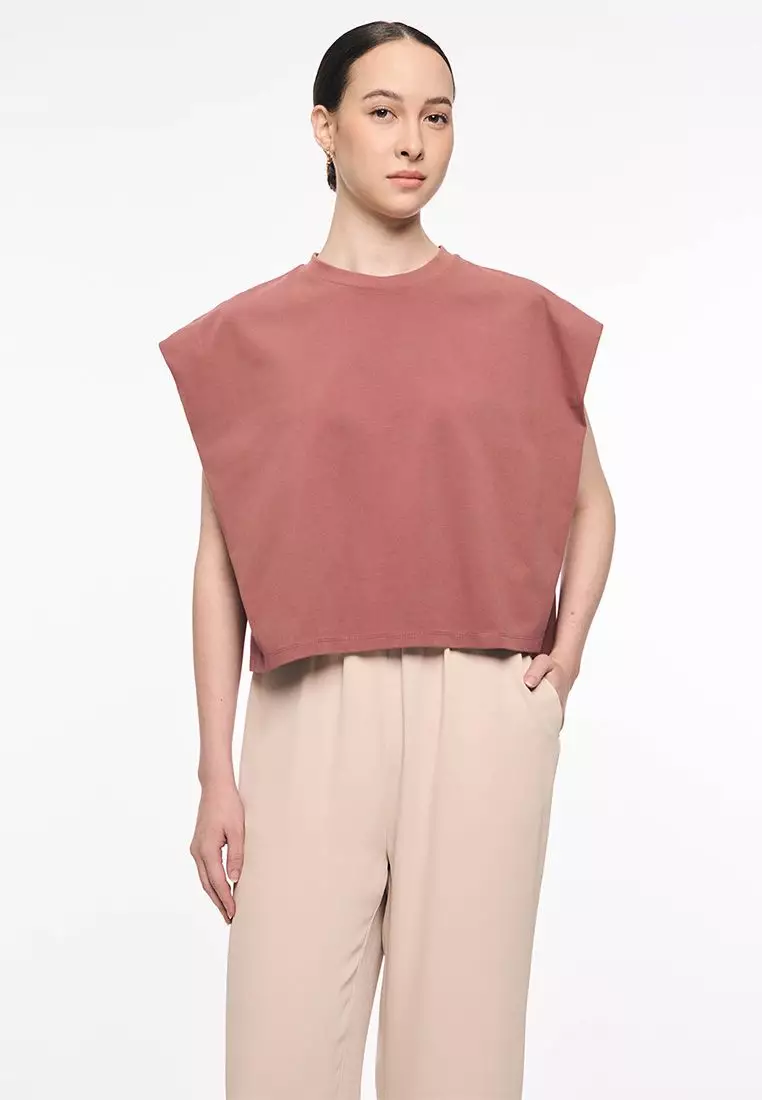 Women's Gathered Hem Crew Neck Top