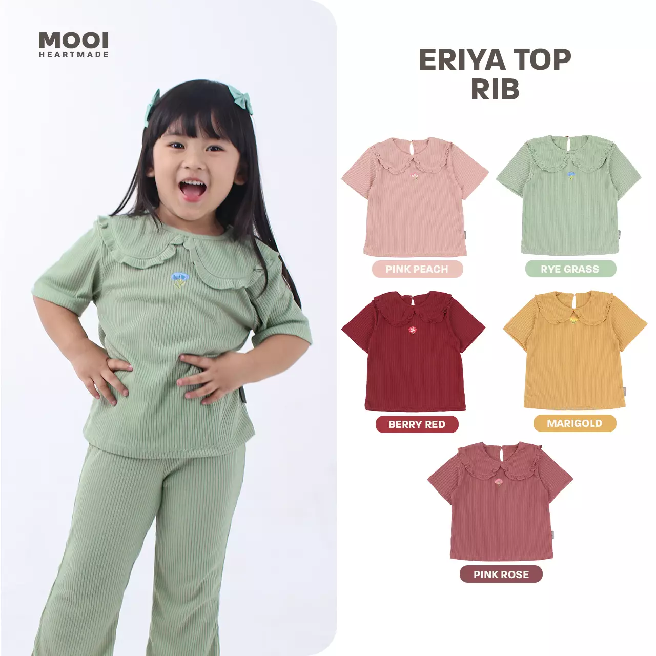 Mooi Atasan Anak Perempuan Eriya Top - Marigold