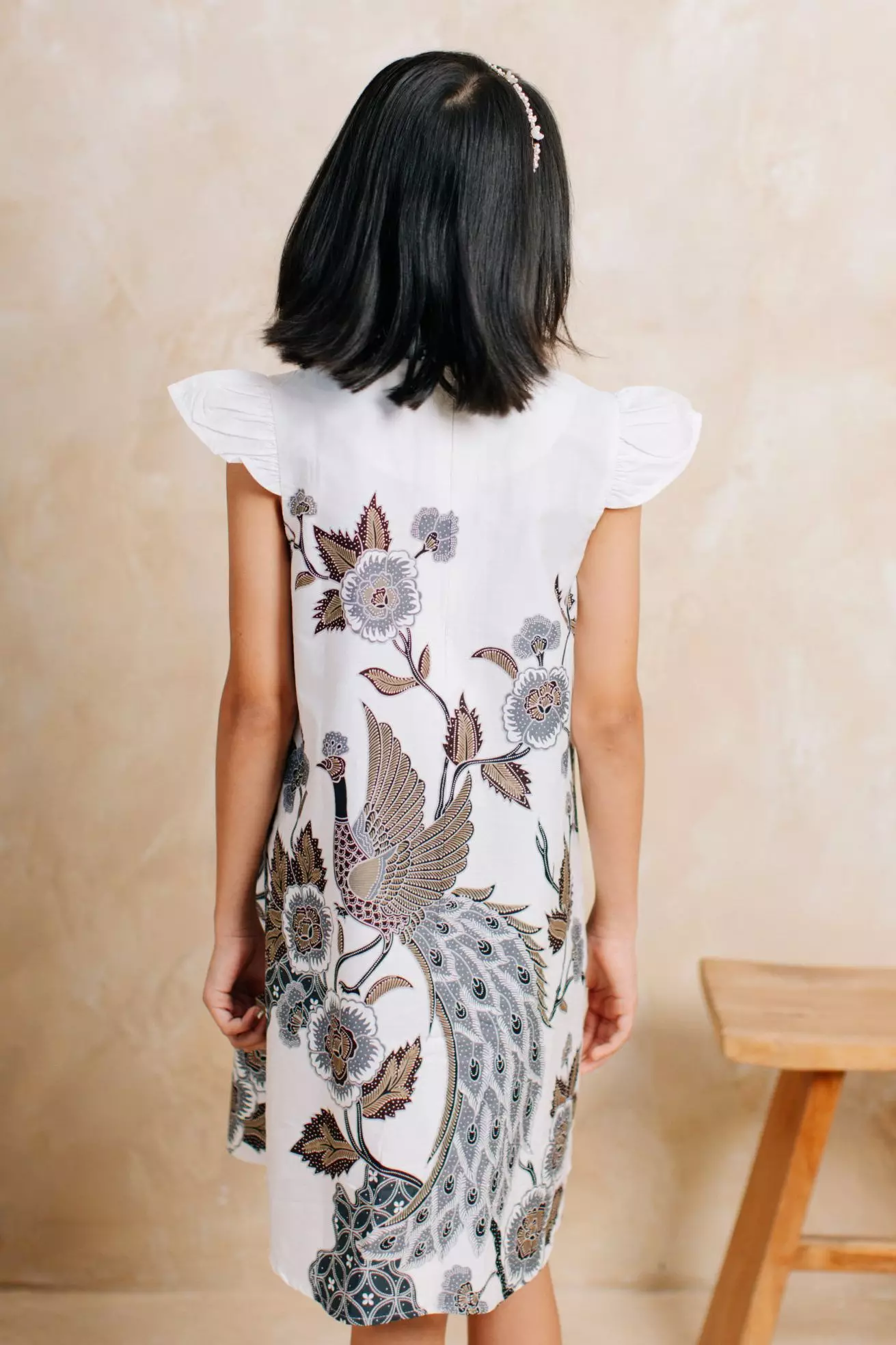 Adyatma Kamala White Putih Dress Batik Anak Wanita Lengan Pendek Katun