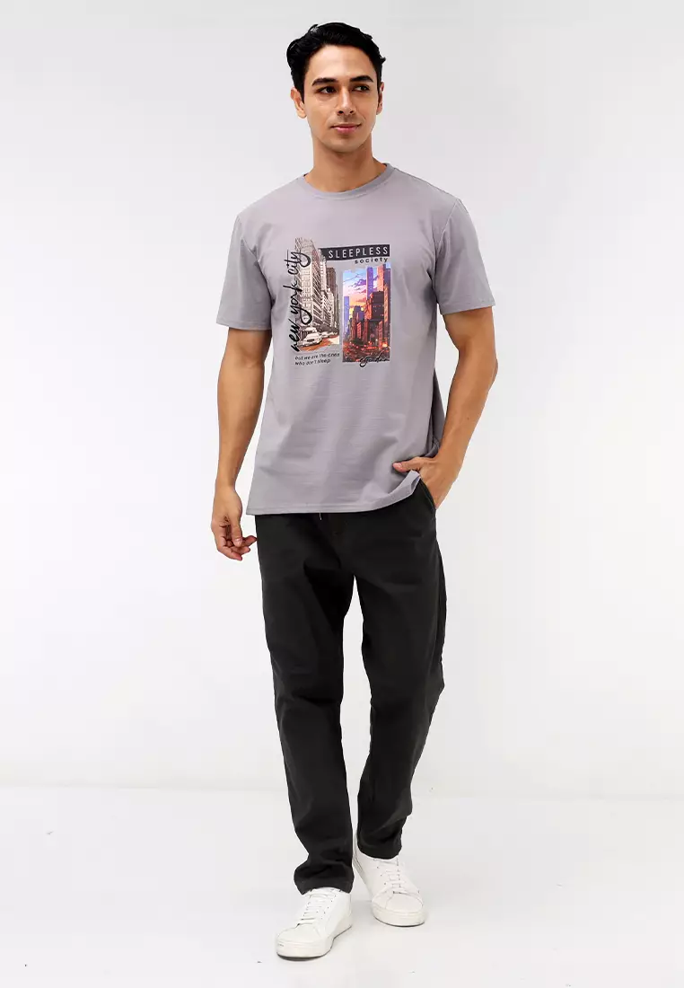 Round Neck Crazyline Short Sleeves T-Shirt