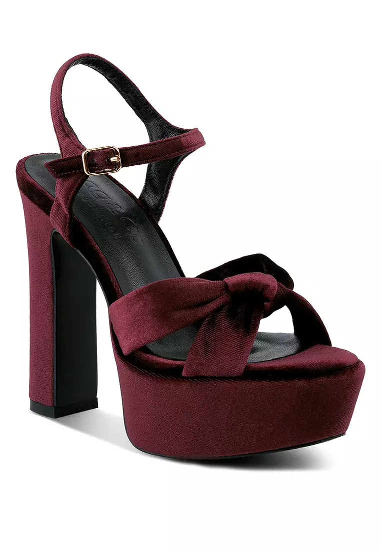 Maroon block cheap heel sandals